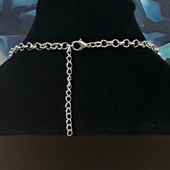 Lovely Cat's Eye Stone Necklace Deep Purple Silver-tone Chain Adjustable - Picture 5 of 7